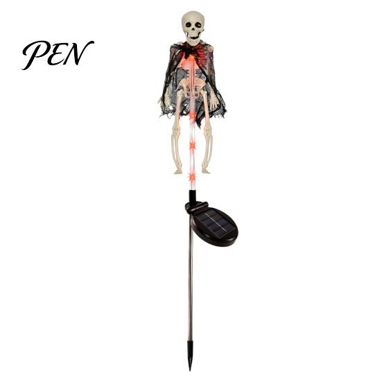 PVC Realistic Bat Statues Solar Halloween Garden Lights, Skeleton Pathway Decor, Waterproof LED Haunted House Decor Spooky Stake Light for Outdoor