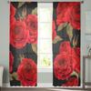 Bright Red Rose Flower Sheer Curtains For Living Room Window Transparent Voile Tulle Curtain Bedroom Drapes Home Decor