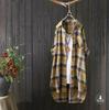2024 Spring/Autumn Women's Korean Style Plaid Loose Mid-Length Plus Size Long Sleeve Shirt Jacket
