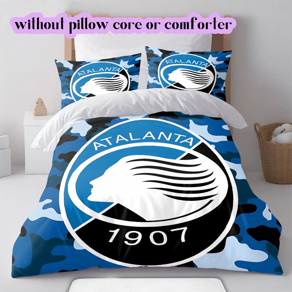 Biancheria da letto con motivo calcistico Atalanta BC, Set piumone Copripiumone Federa Regalo di Compleanno per la Casa (1*copripiumino+2*federe,senza imbottitura)