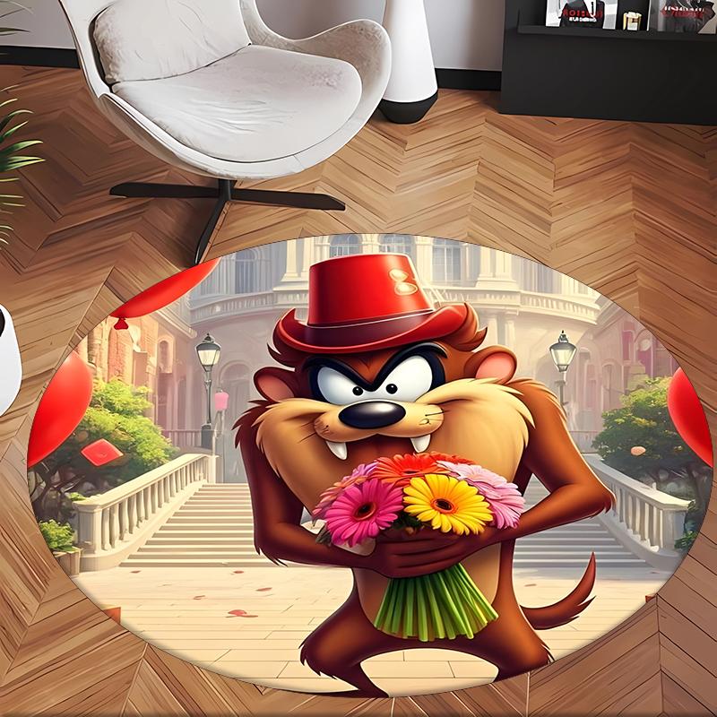 Taz (5) Round Office Rug Decorative Floor Rug for Office Bedroom Living Room and Home Space