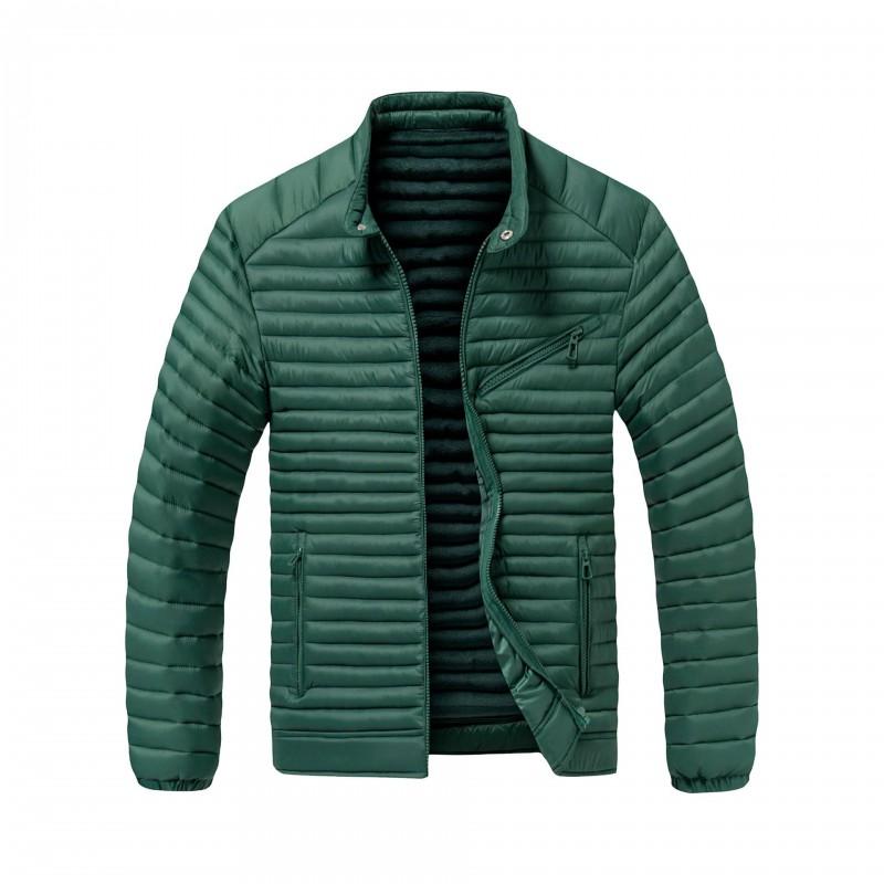 Mens Cotton Puffer Jacket Winter Stand Collar Solid Color Casual Coat