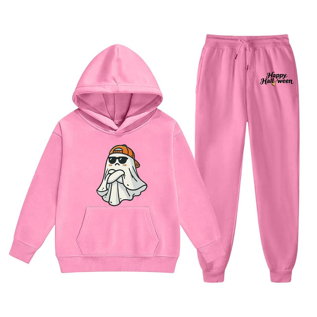 Kids Halloween Hoodie Set Long Sleeve Pullover Sweatshirt with Graphic Print and Matching Pants Comfortable Fit for Boys and Girls