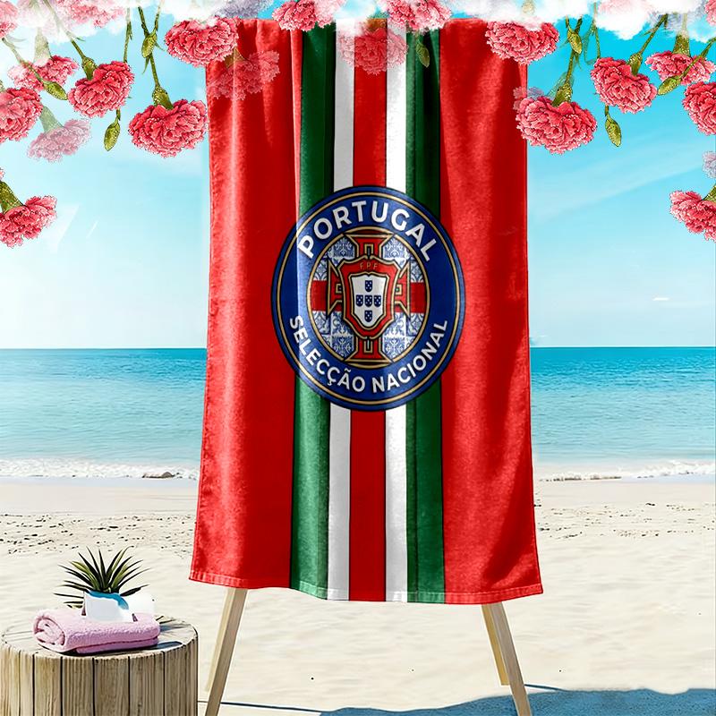 Portugal National Team Emblem Beach Towel Outdoor Camping Portable for Travel Quick-drying Swim Towel Absorbent Bath Towel Seaside Fashion