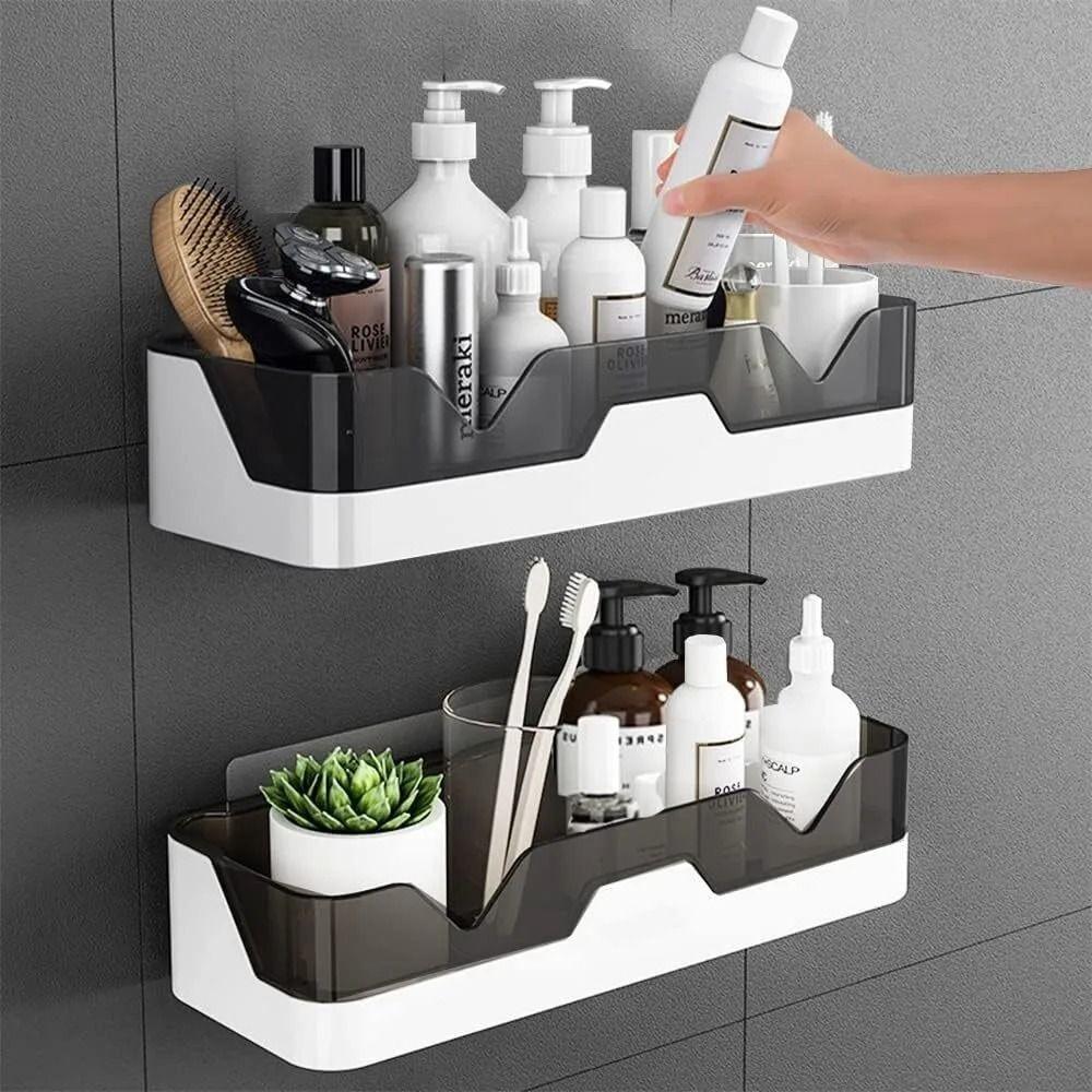 Easy Installation No Drill Bathroom Shelf Space Saving Durable Shower Organizer Wall Mounted Shampoo Holder Vanity