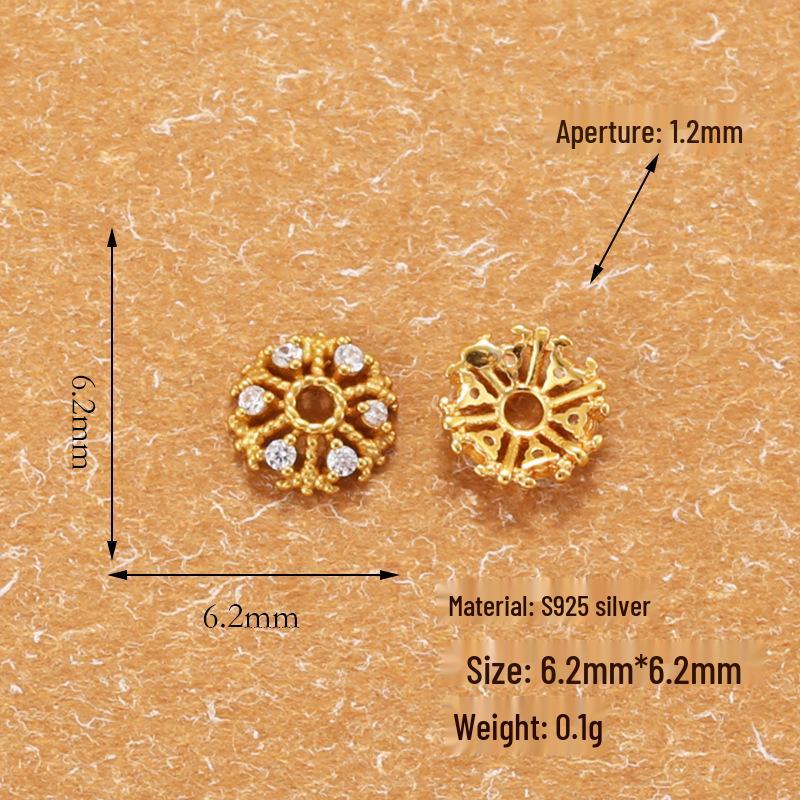 Gold-Plated S925 Sterling Silver Flower Bead Base Bracelet - Handmade DIY Jewelry Accessories
