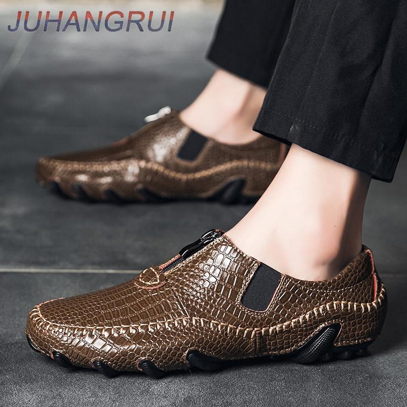 Men Leather Loafer Shoes Fashion New Bean Shoes Outdoor Men's Comfortable Breathable Soft Bottom Driving Shoe Casual Shoe Luxury