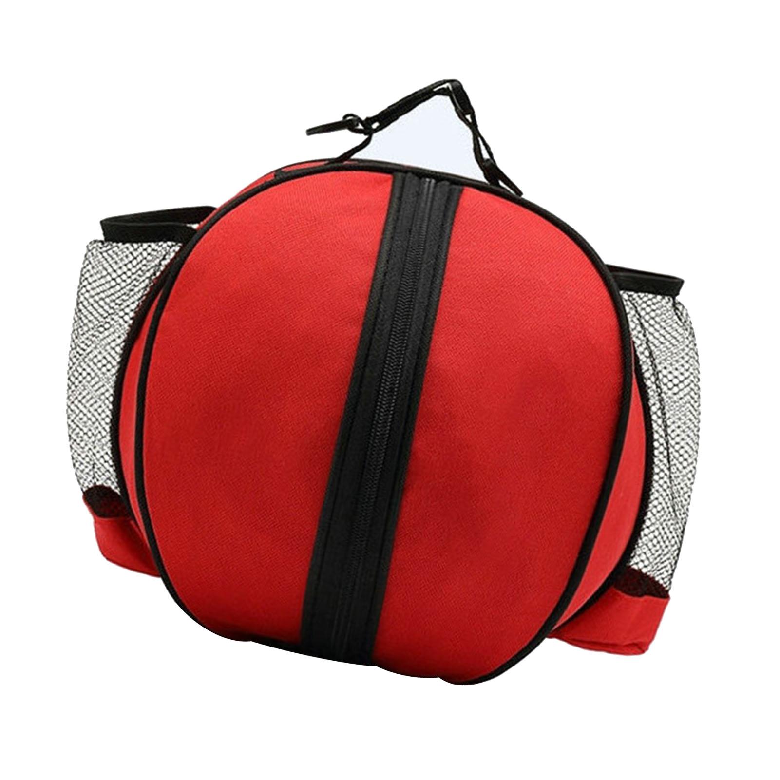 

Round Basketball Bag Large Capacity Waterproof Oxford Cloth Outdoor Sports Basketball Bag with Elastic Mesh Pocket Red Red красный