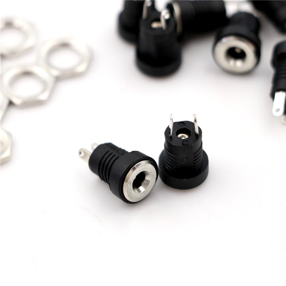 10Pcs Dc Power Jack Socket Female Panel Mount Connector 3.5 Mm X 1.35Mm