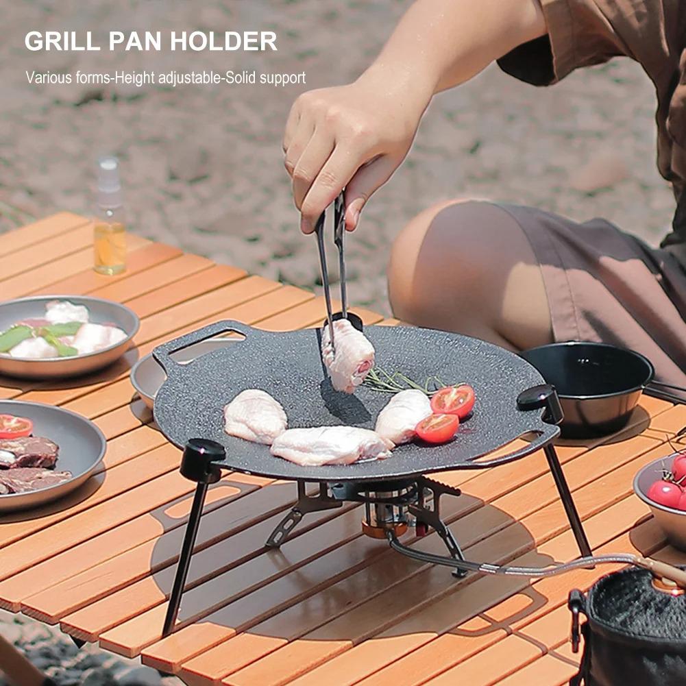 Odnímatelný stojan na grilovací pánev, Vertikální trojnožka Grilovací BBQ podnos Stojan, Trojúhelníkový držák Hliníková slitina Trojnožka Venkovní grilovací deska Pro venkovní BBQ