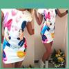 Elegantes britisches Mini-Kleid mit Blumenprint aus Milchseide, Bodycon, mittellang