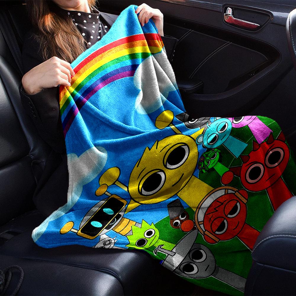 Coperta stampata a tema Sprunki - Perfetta per divano, letto, viaggi e uso all'aperto | Lavabile in lavatrice, accogliente e resistente.