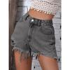 Women's High Rise Denim Shorts Straight Fit Ripped Frayed Streetwear Jean Shorts