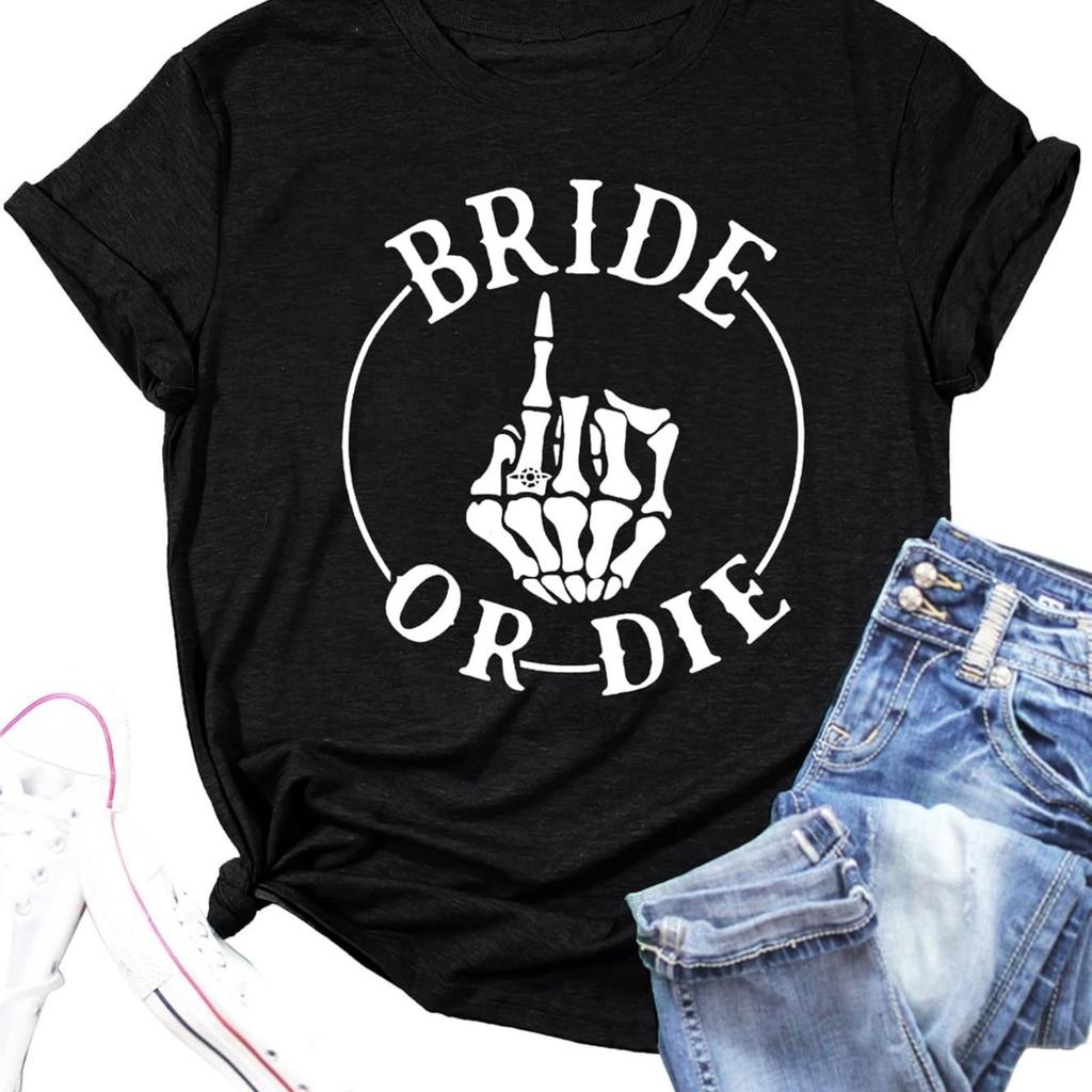 Bride Shirts for Women Bachelorette Party Tshirt Honeymoon Shirt Tops Casual Bridal Gift Tees