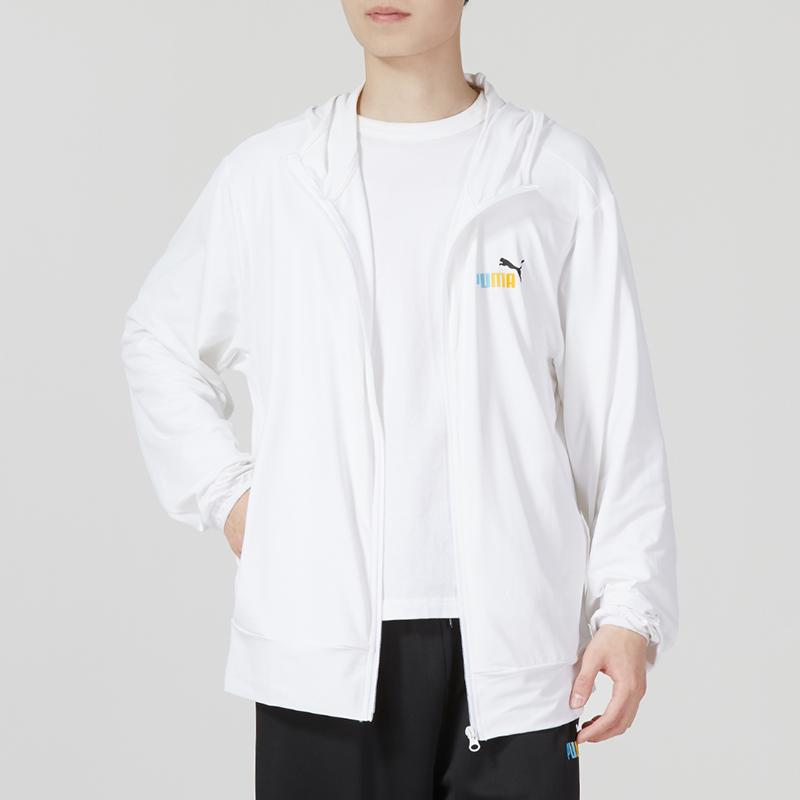 PUMA Solid Color Letter Logo Print Knit Jacket Unisex Jackets White 678006-02