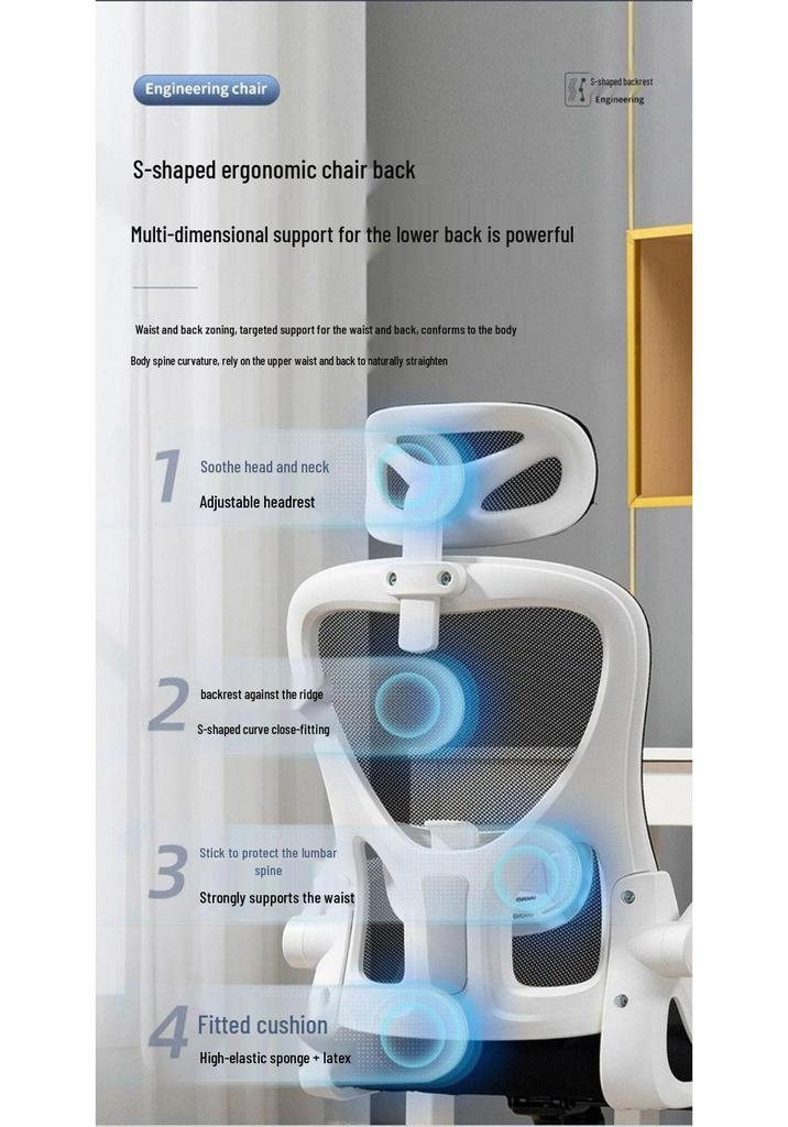 Ergonomic Lumbar Support Office and Home Chair for Long Sitting
