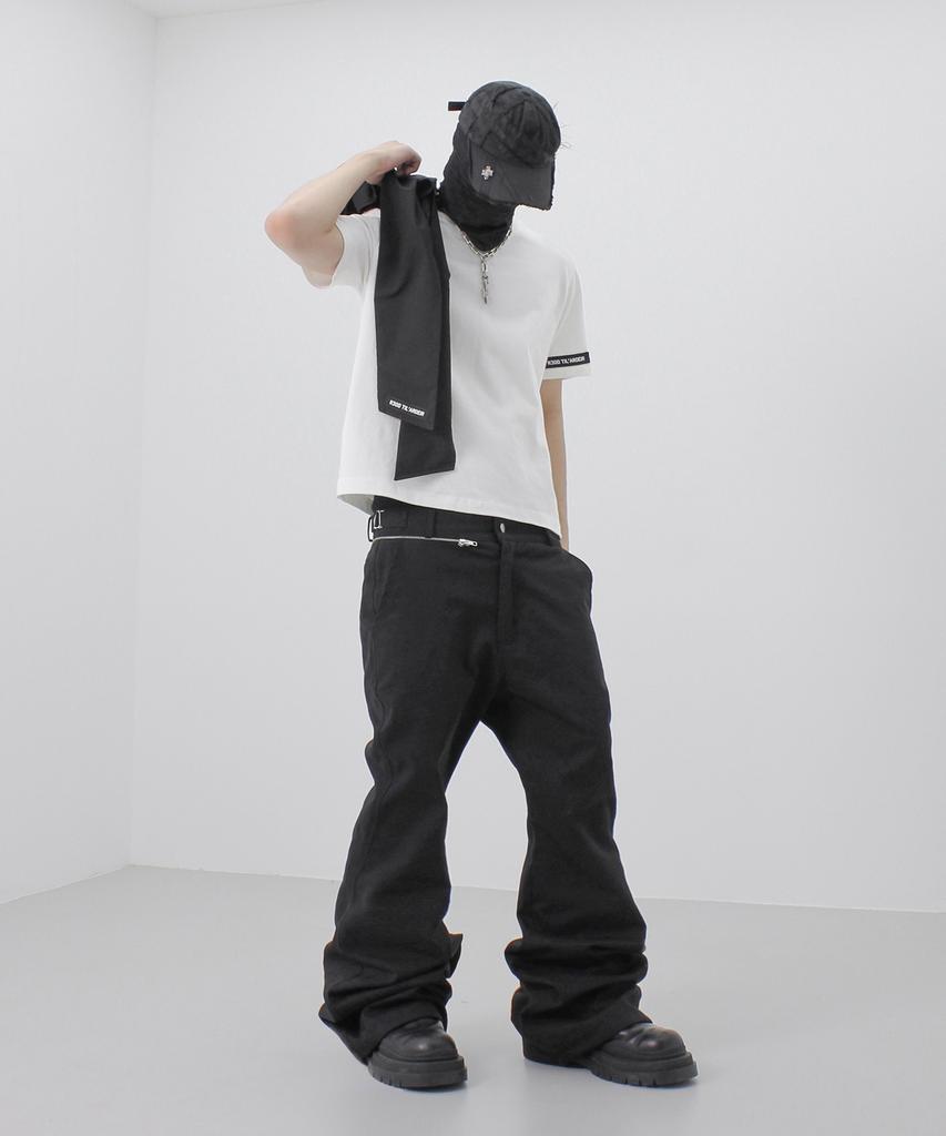 Loeolingladeu Shirt Zipper Flare Pants Beige