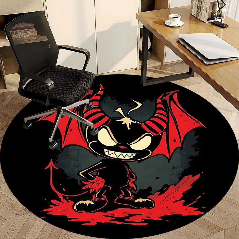 1pc Devil Horns Office Round Area Rug, Under Office Chairs Bedroom Living Room Home Decor, Room Deco, Available in Various Sizes