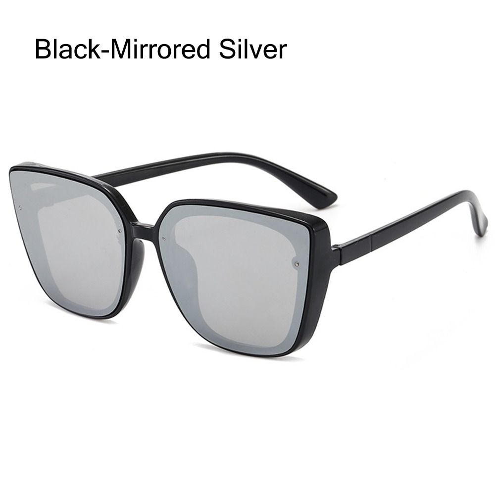 

Солнцезащитные очки «кошачий глаз» с защитой UV400, модные черные солнцезащитные очки большого размера для вождения, солнцезащитные очки для пляжа/путешествий/уличной одежды Black-Mirrored