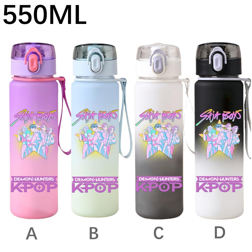550ML KPop Demon Hunters Cartoon Print Sport Water Bottle Leak Proof Water Cup Outdoor Sports Drinking Bottle Birthday Gifts