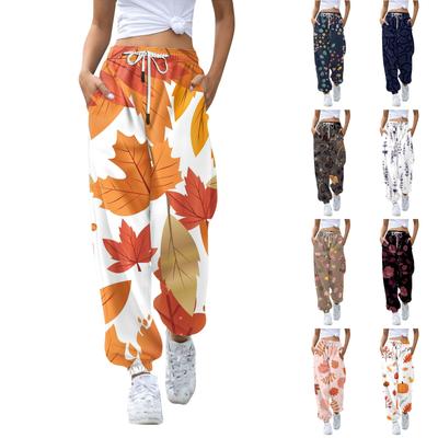 Women's Casual Fashion Floral Printed Leisure Pants Sweatpants Trousers Drawstring Elastic Waisted Drawstring Drawstring Pants
