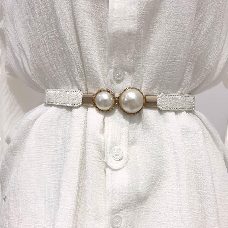 1 Piece Set with This Fashionable Artificial Pearl Women's Elastic Thin Waistband To Enhance Your Appearance for Daily Wear