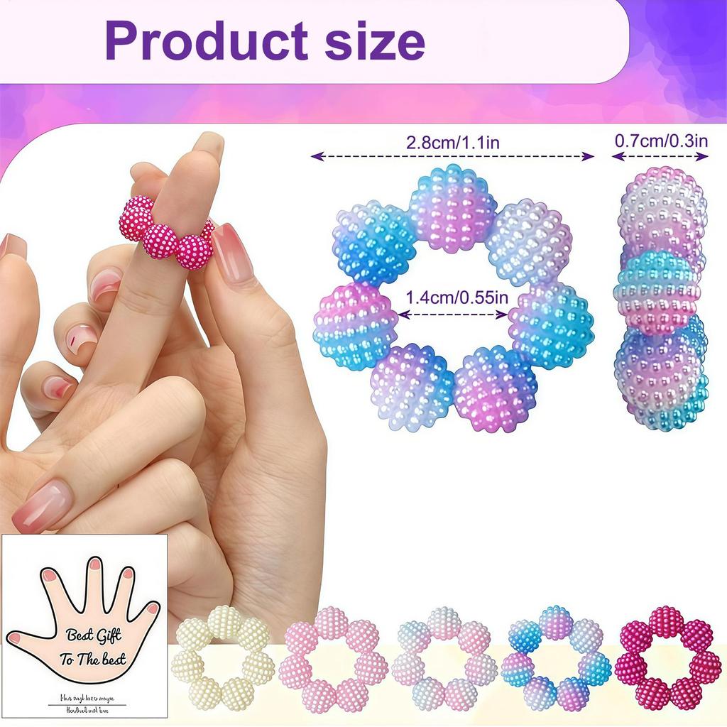 10 Stück Stressabbau Finger Angstringe für Damen Herren Verstellbar Sensorisch Stachelige Perle Entspannung Beruhigend Fidget Finger Massager