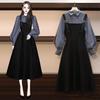 Ensemble pour femme grande taille Printemps et Automne Costume pour femme Populaire Chemise + Robe Deux pièces pour femme