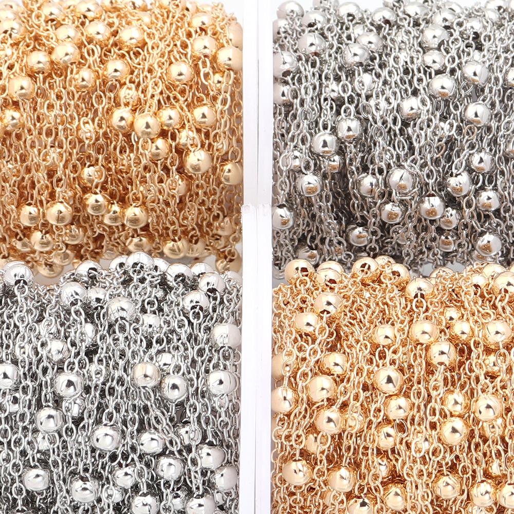 10Yards/Roll Iron Beads Chains Metal Ball Bead Link Chains For Jewelry Making DIY Crafts Necklace Bracelets Accessories Supplies