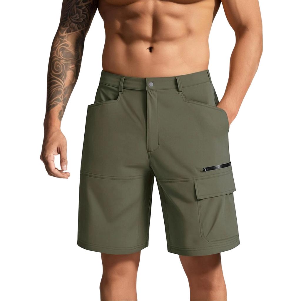 Men's Summer Multi Pocket Quick Dry Waterproof Cargo Shorts Outdoor Workwear Lightweight Durable Shorts for Hiking Camping Fishing