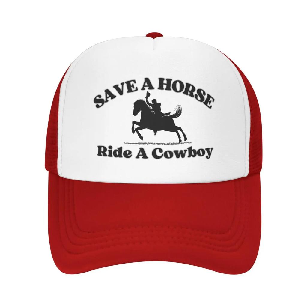 Save A Horse Ride A Cowboy Hat Just Girl Who Loves Horse Mom Girl Mesh Hat for Men Women Trucker Hats Baseball Cap