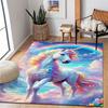 Vibrant Rainbow Unicorn Area Mat - 800g/m² Crystal Velvet, Non-Slip, Washable Floor Mat for Living Room, Bedroom, Yoga, Bathroom
