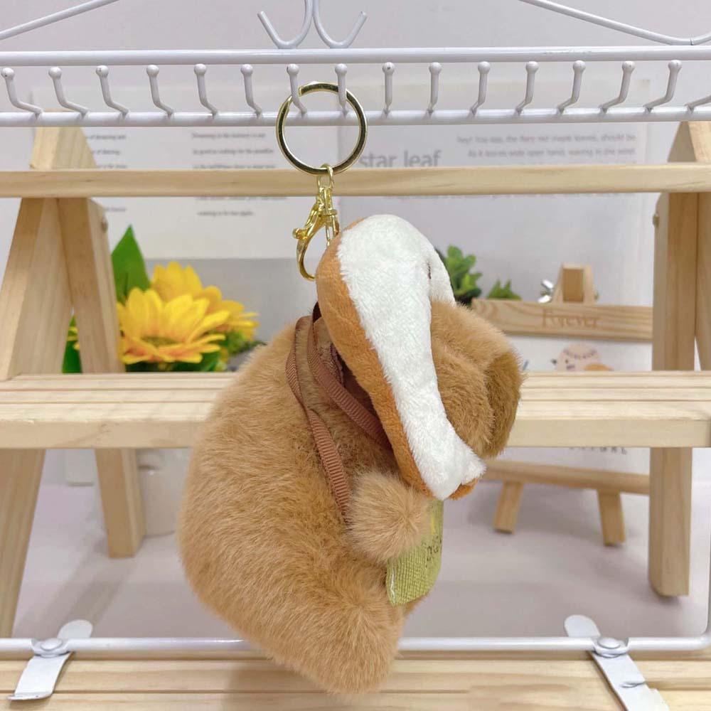 Funny Doughnut Animal Pendant Soft Plush Doll Keychain Kawaii Baking Capybara Key Ring Ornament