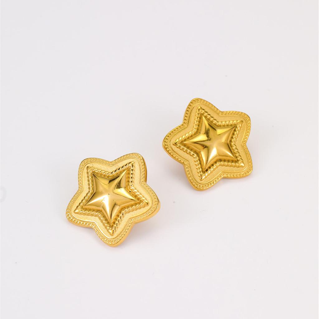 GEMCHIC Women's Vintage Gold Star Stud Earrings Stainless Steel Fashion Jewelry