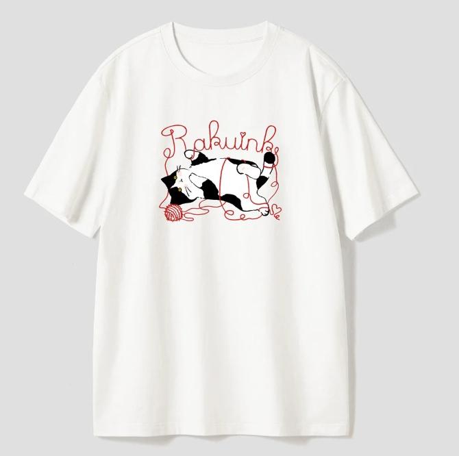 Cute Funny Cat Walking Shark Graphic TShirt Casual Tee for Student Women Unisex Streetwear Top Stylish Versatile Minimalist Simple