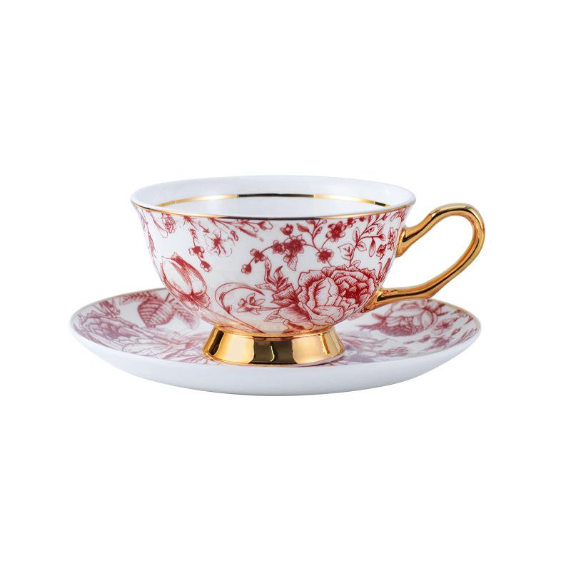 European Elegant Bone China Coffee Cups - Light Luxury Rose Design