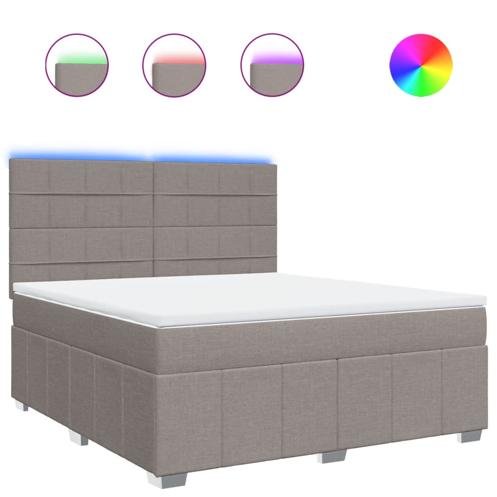 Vidaxl Kontinentalbett Mit Matratze, Taupe, Stoff, 180X200 Cm