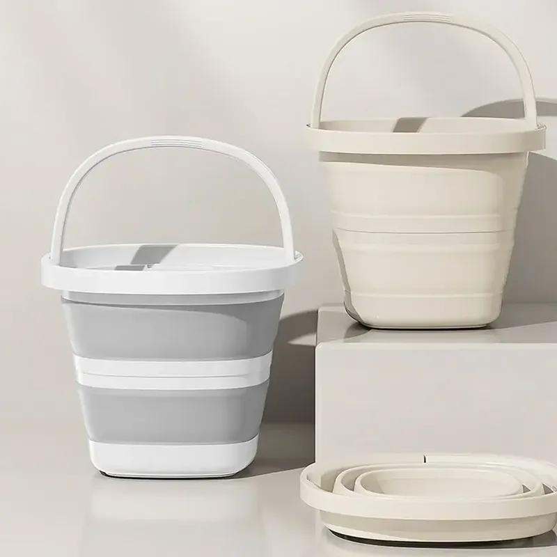Multifunctional Folding Bucket 5/10L Portable Outdoor Fishing Bucket Compact Thickened Collapsible Wash Basin