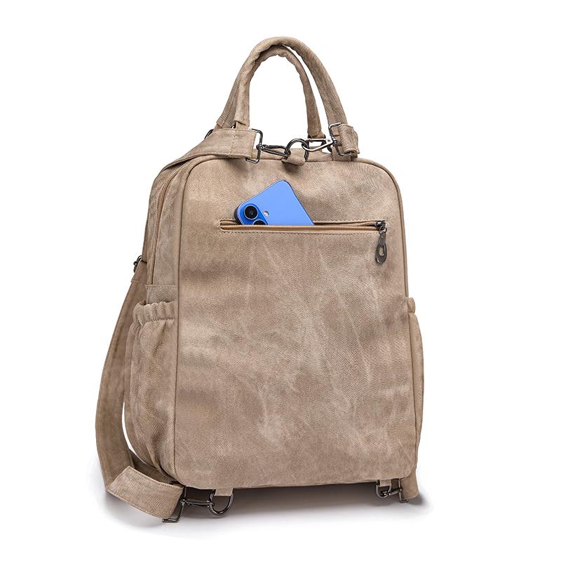 Vintage Leather Backpack for Women Casual Daypack Travel Shoulder Bag with Multi Pockets