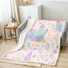 Princess Flannel Blanket All Seasons Dreamy Castle Girl Bed Throw for Kawaii Decor Watercolor Paint Print Purple Blanket for Kid