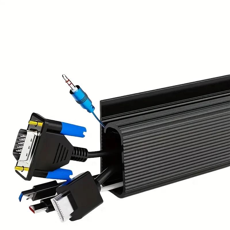 

Подстольный органайзер для кабелей 40 см Самоклеящийся Кабель-канал для прокладки кабелей для дома и офиса чёрный