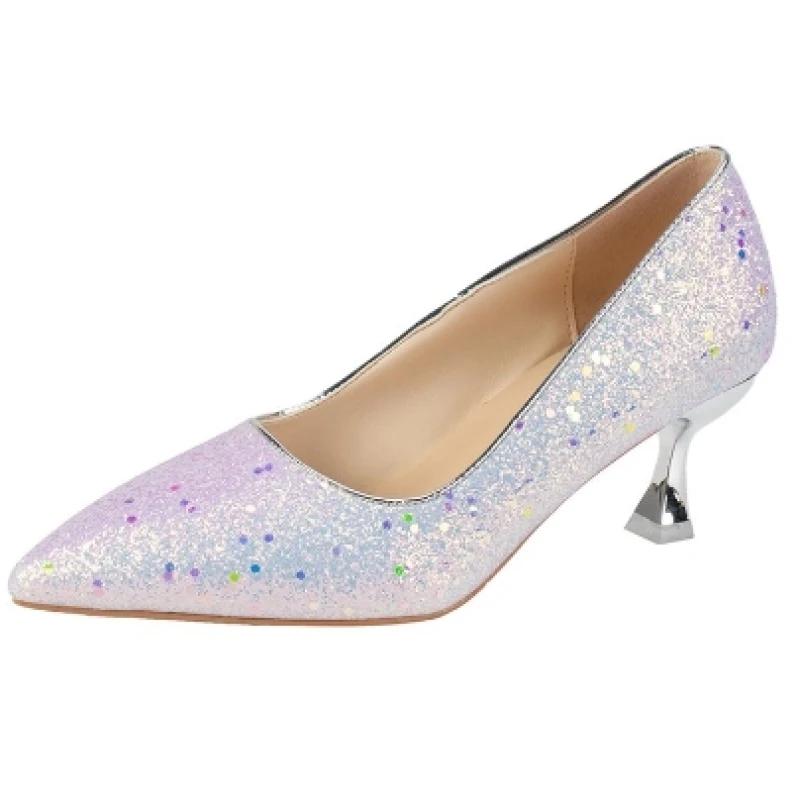 Fashion NEW Sequins Women Pumps 2024 Comfort Fashion Luxury Crystal High Heel Party Wedding Shoes Woman Elegant Pointed Toe Pumps