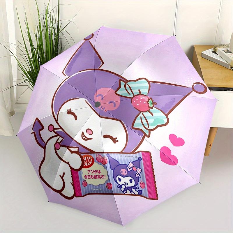 

KitKat, Kuromi Automatic Opening and Closing Parasol Compact Travel Umbrella with 8 Ribs for Women and Men Ideal Birthday/Christmas Gift, Ou