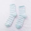 1 Pair Women's Autumn and Winter Striped Coral Fleece Sleep Socks Thickened Warm Mid-Calf Home Socks Simple Floor Socks