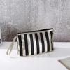 Portable Striped Makeup Bag Small Size Gold Edge Handbag Mini Soft Travel Outdoor Cosmetic Storage Bags Women's Bag