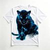 Neon Blue Panther 3D All Over Print Men's Crew Neck T-Shirt