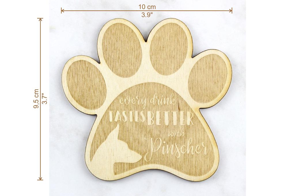 Pinscher tedesco - Sottobicchiere per tazza, sottobicchiere inciso con cane, regalo per amanti dei cani del marchio Art-Dog