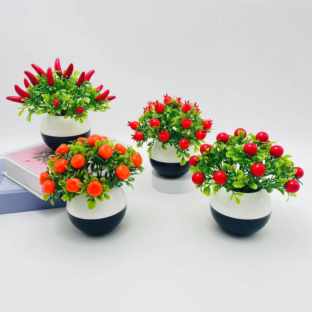 Chili Plastic Cherry Fruit Bonsai With Realistic Design Home Decoration Event