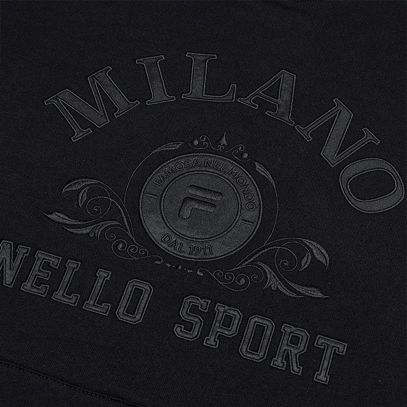 FILA Milano Series Simple Casual Versatile Fleece Hoodie Men hoodies Black F11M515205FBK
