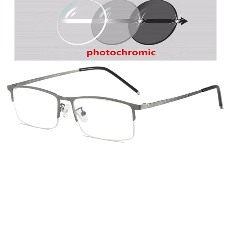 Non-magnetic Half Frame Square Nearsighted Glasses For Men Semi-Rimless Shortsighted Prescription Eyewear 0 -0.5 -0.75 To -6